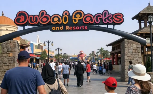 Entrance of Dubai Parks and Resorts
