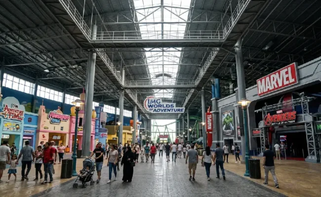 IMG Worlds of Adventure wide interior theme park view