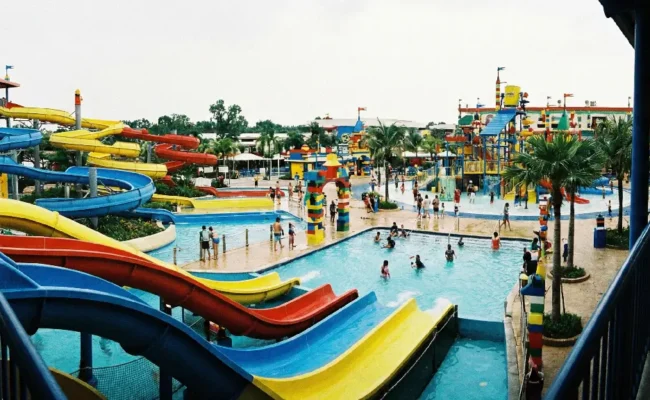 LEGOLAND Water Park Dubai elevated overview scene