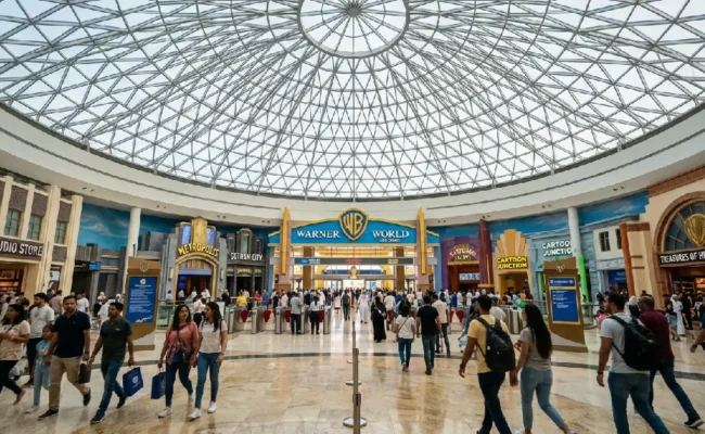Warner Bros World Abu Dhabi entrance dome view